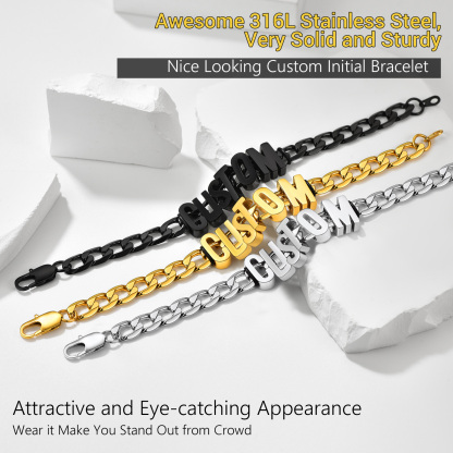 Personalized Stylish Figaro Chain Name Bracelet detail