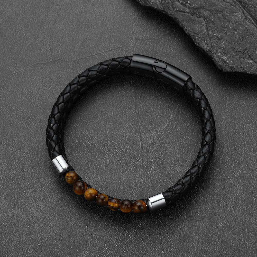 Custom Leather Bracelet with Engraved Name