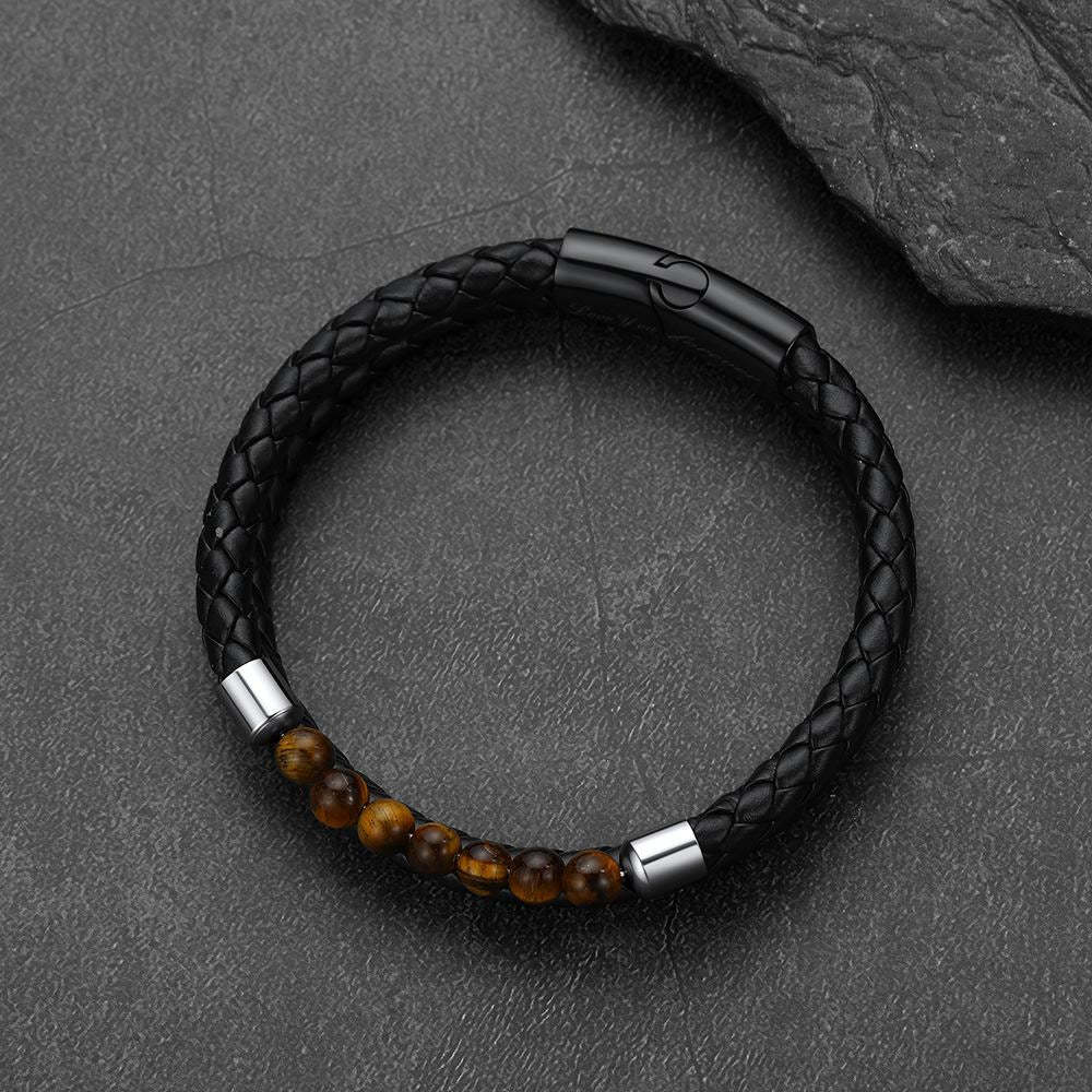 Custom Leather Bracelet with Engraved Name