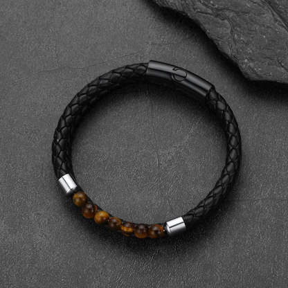 Custom Leather Bracelet with Engraved Name