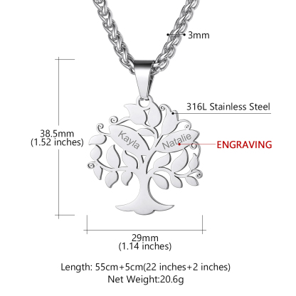 Personalized Tree of Life Pendant Necklace