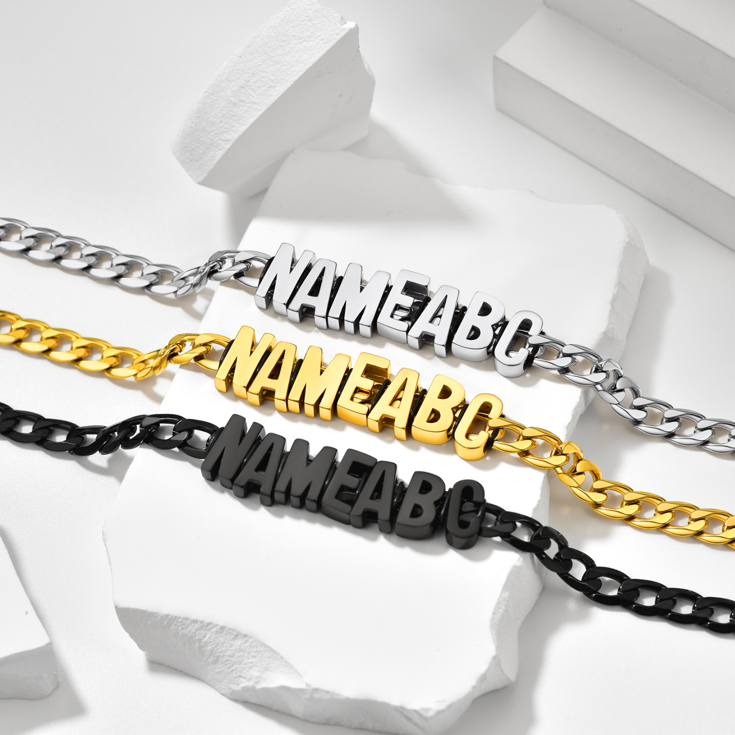 Personanlised Name Chain Necklace for Women Men 3 colors