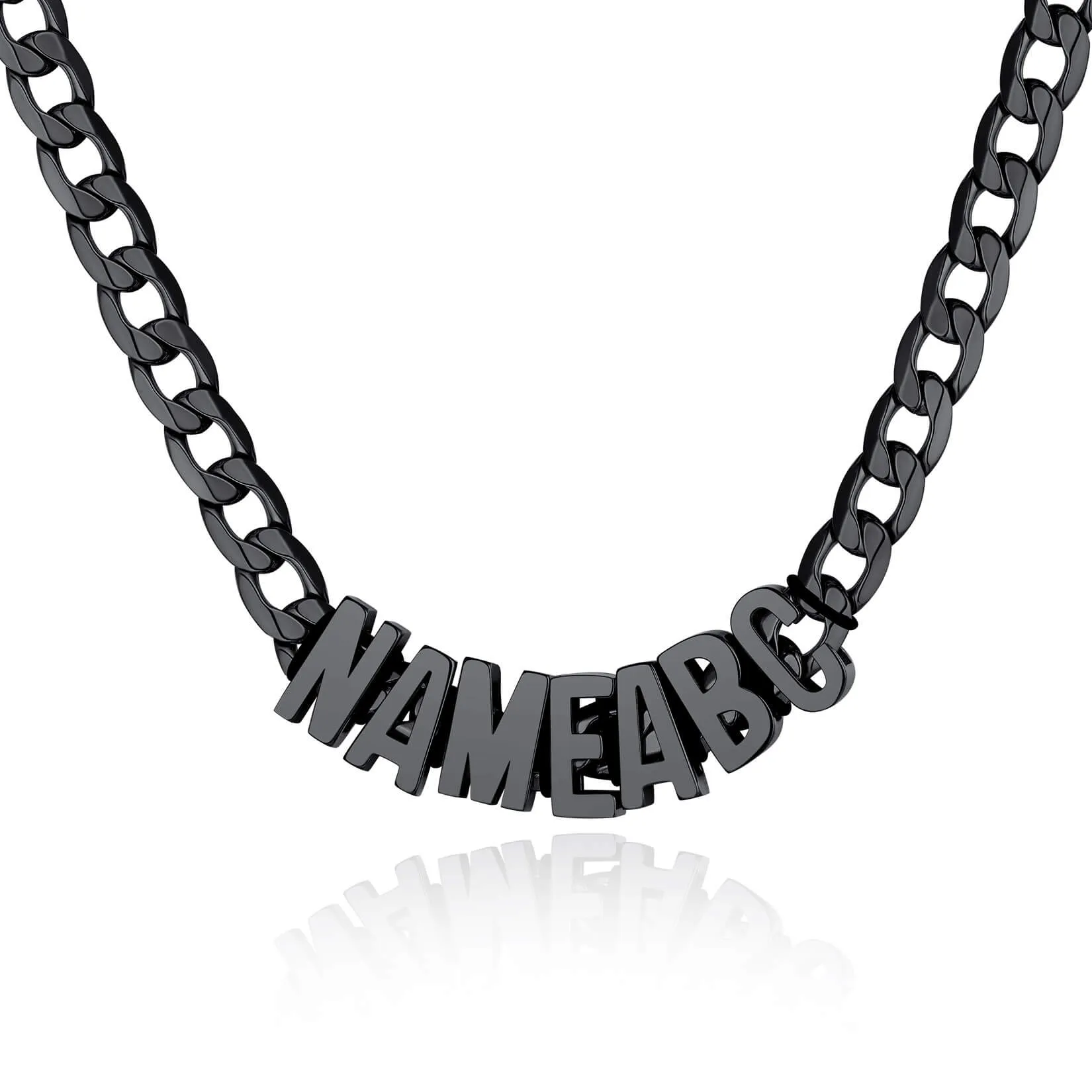 Custom Name Cuban Chain Necklace Gift for Men black