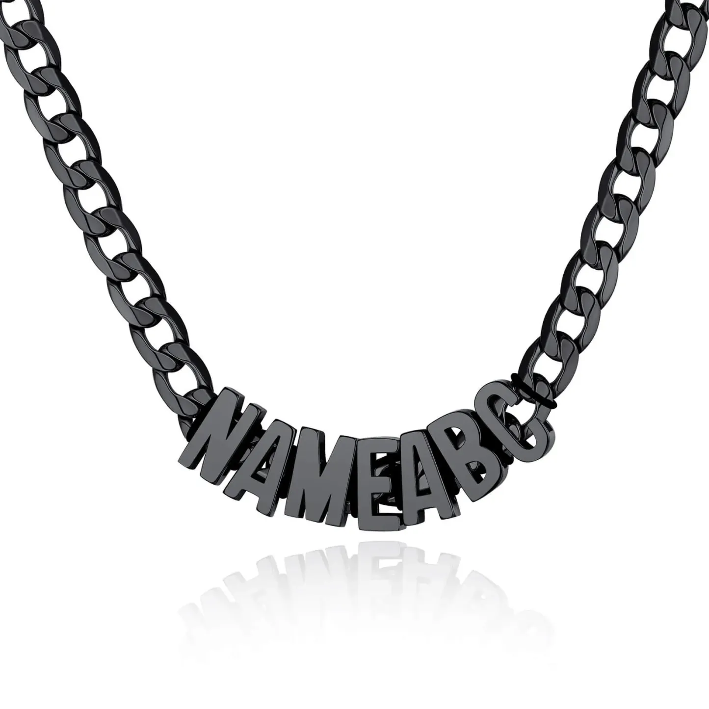 Custom Name Cuban Chain Necklace Gift for Men black