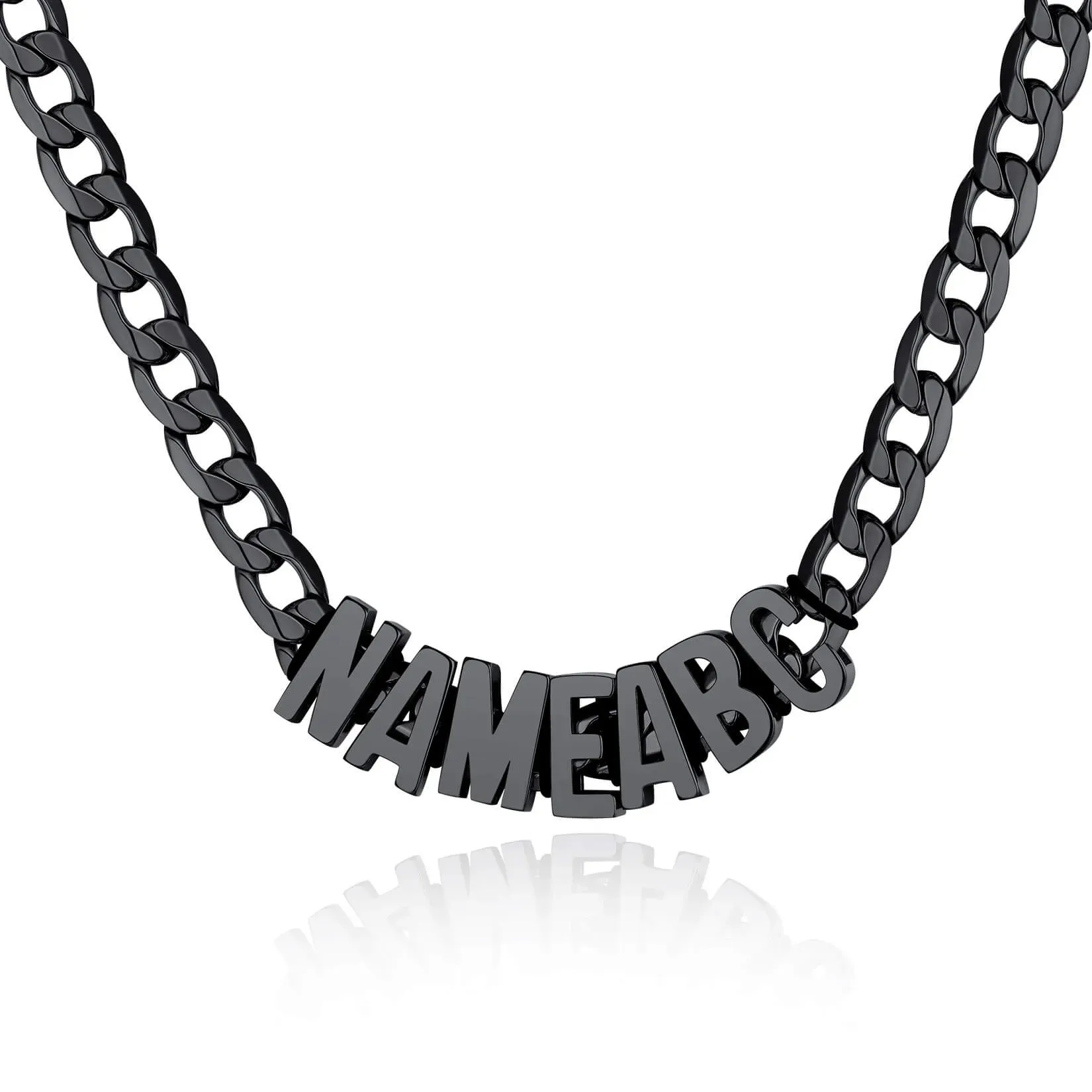 Custom Name Cuban Chain Necklace Gift for Men black