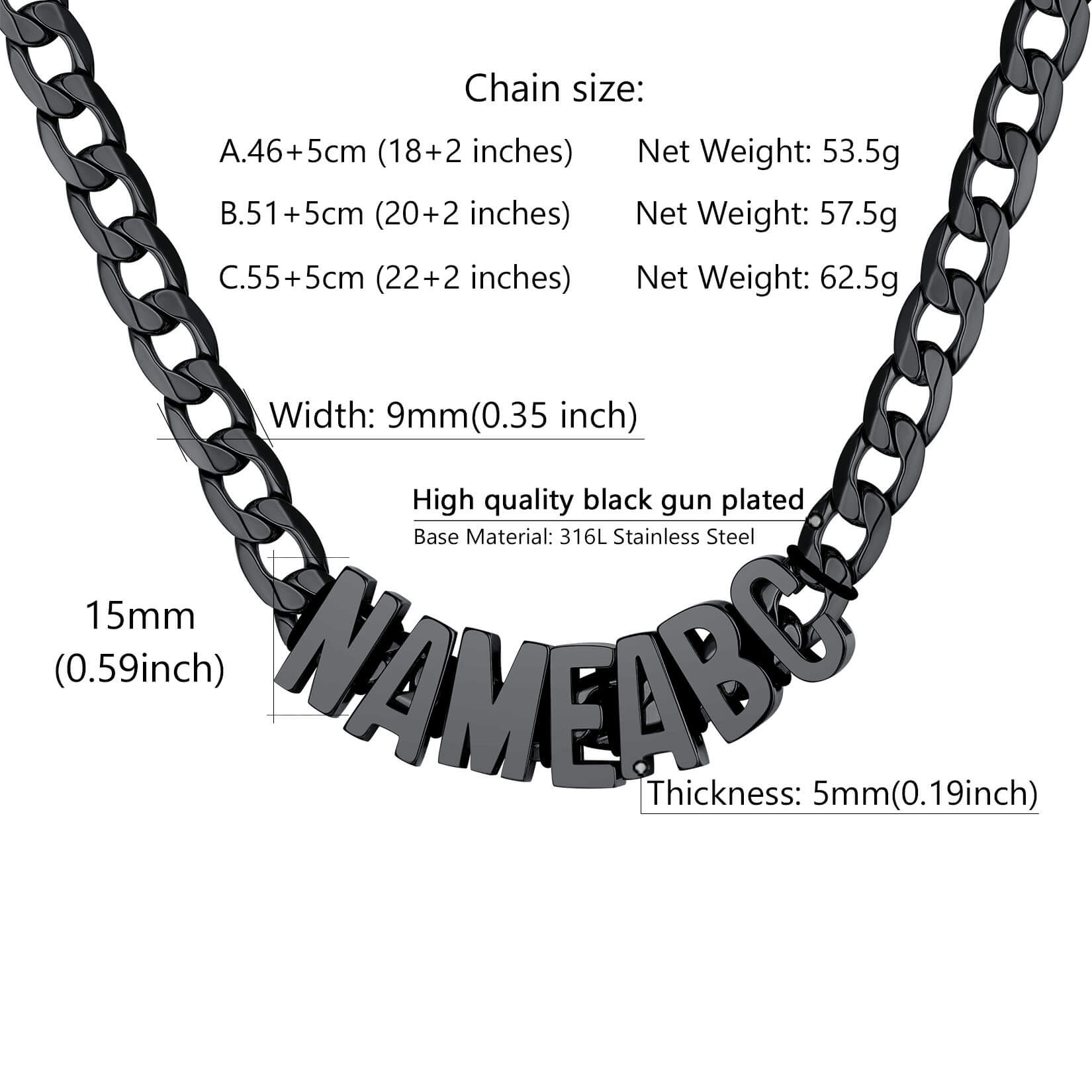 Personanlised Name Chain Necklace for Women Men