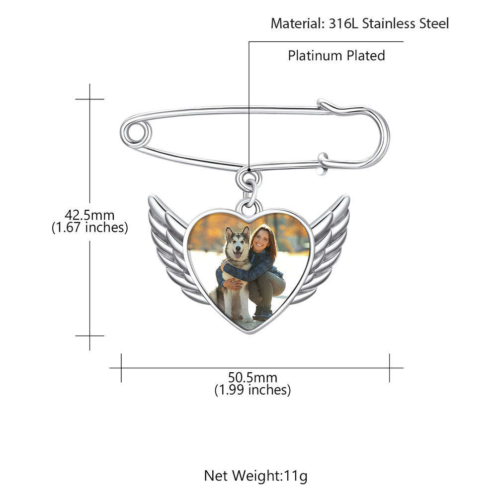 Custom Angel Wing Wedding Bouquet Photo Charms Brooch Pins detail