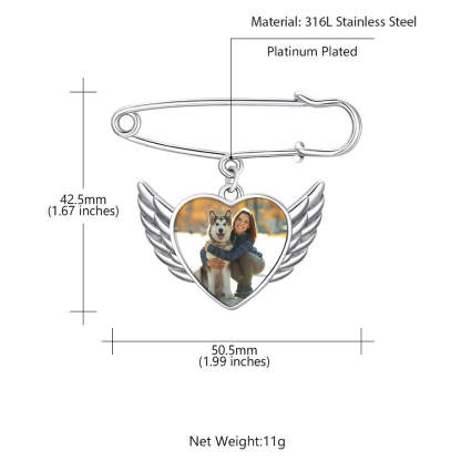 Custom Angel Wing Wedding Bouquet Photo Charms Brooch Pins detail