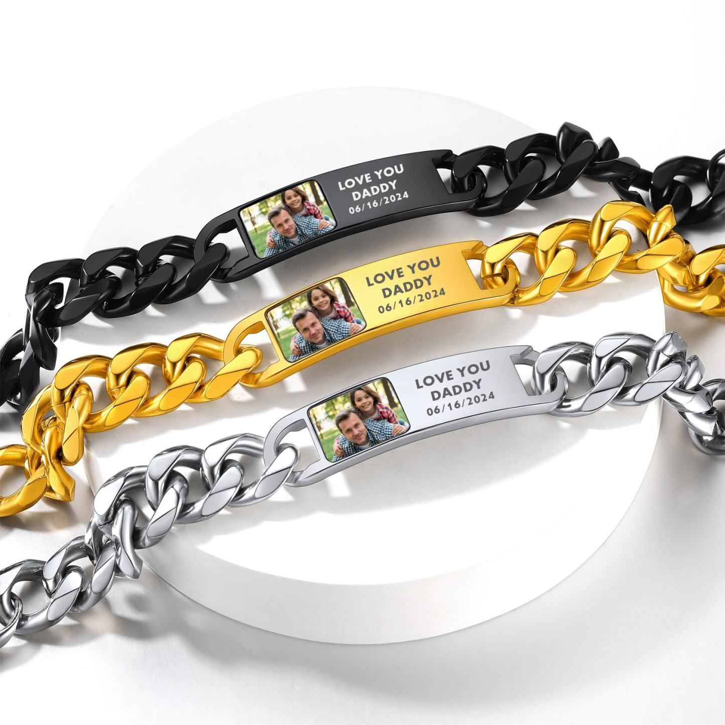 Personalized Picture Cuban Link Chain Photo Bracelets for Men