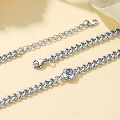 Photo Projection Bracelet Cuban Chain Bracelet in Steel