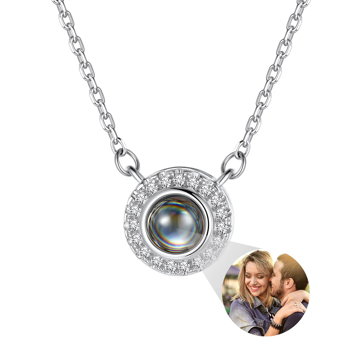 CZ Halo Photo Projection Necklace