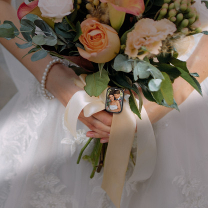 Custom Photo Wedding Bouquet Brooch Pin