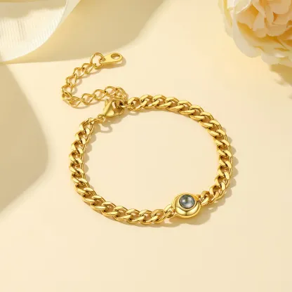 Picture Projection Bracelet Cuban Chain Bracelet Gold Plated