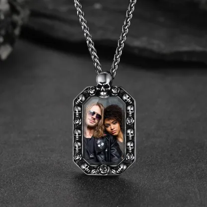 Skull Dog Tag Necklace