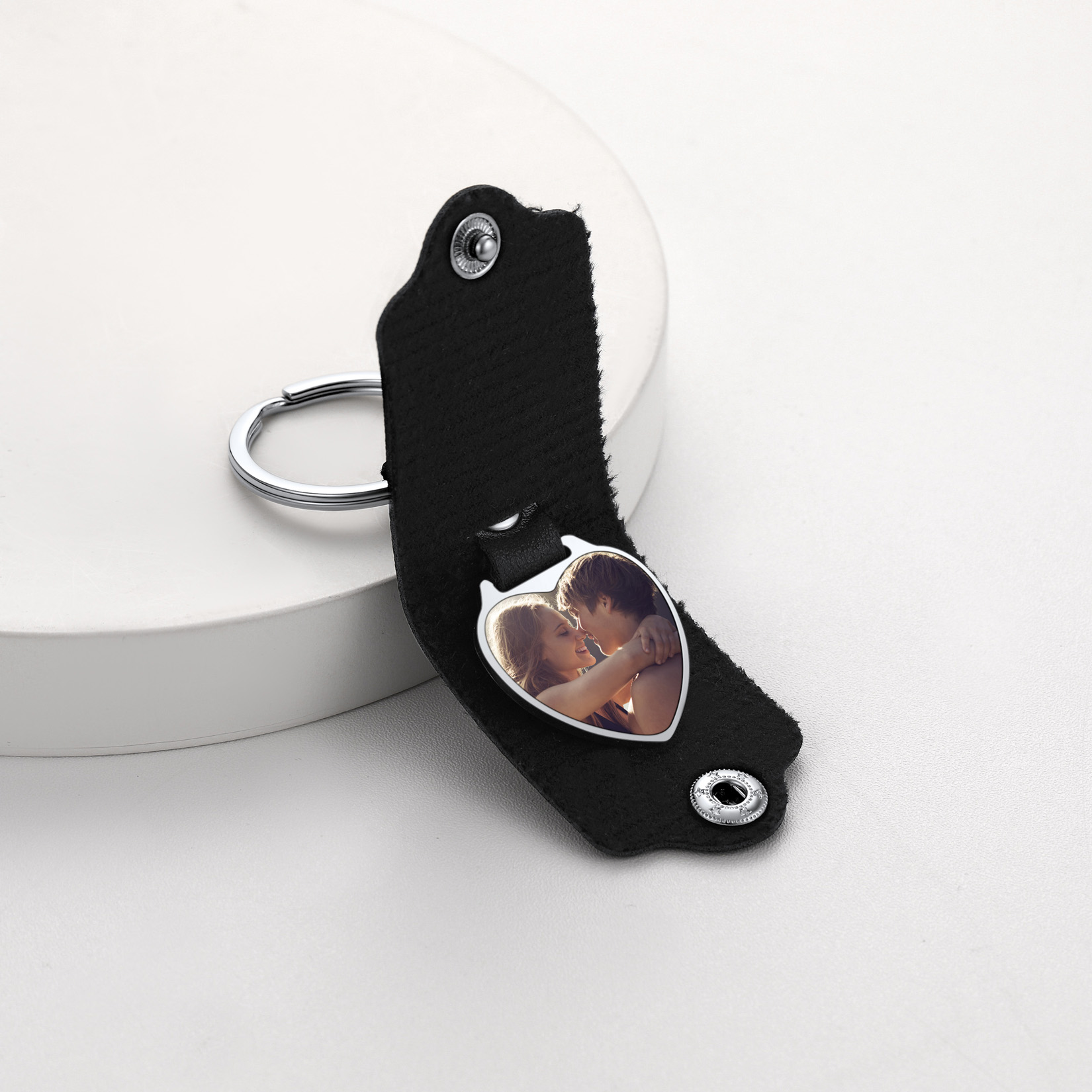 Personalised Pocket Photo Keychain with Leather Case
