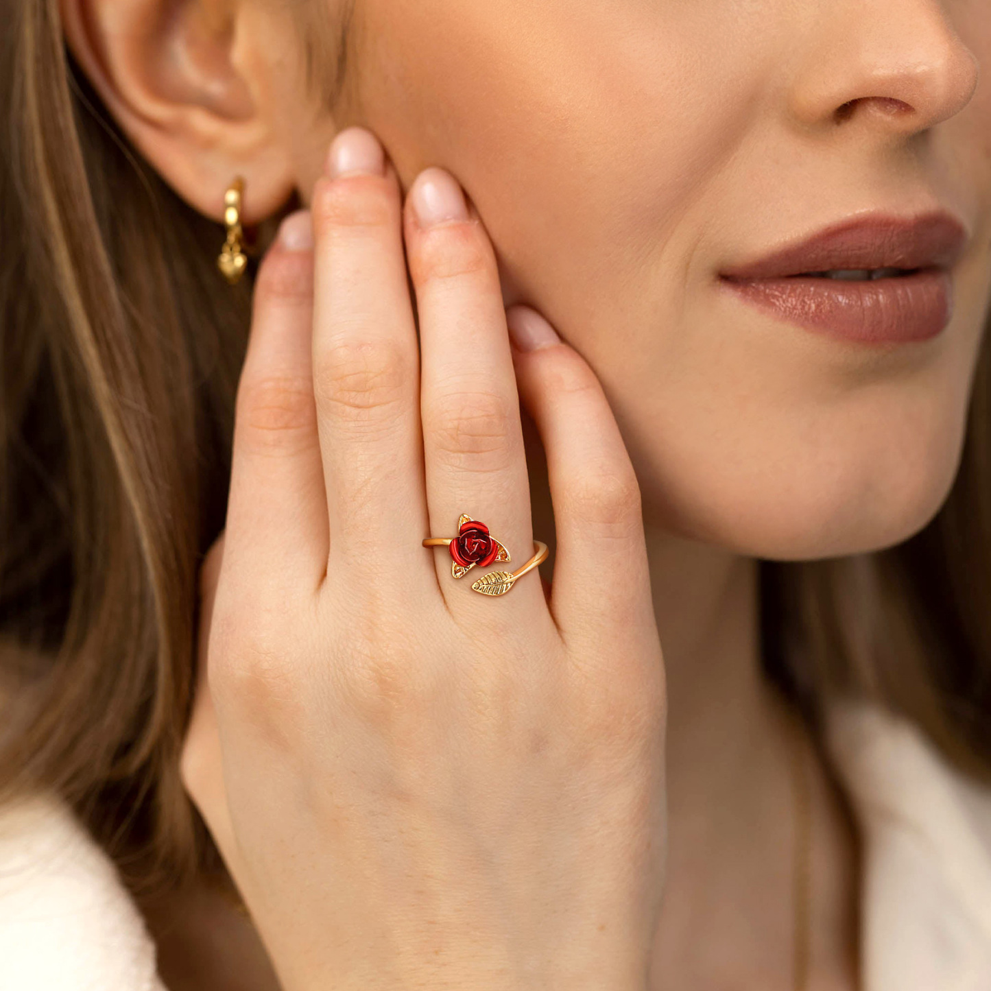 Copper Rose Flower Adjustable Rings For Women model