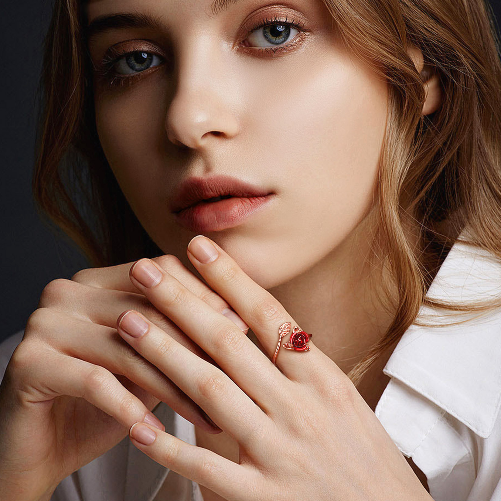 Rose Flower Signet Adjustable Rings For Women model