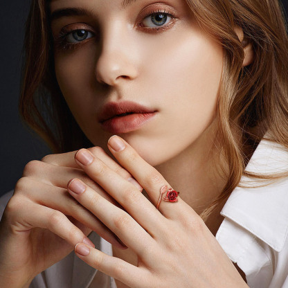 Rose Flower Signet Adjustable Rings For Women model