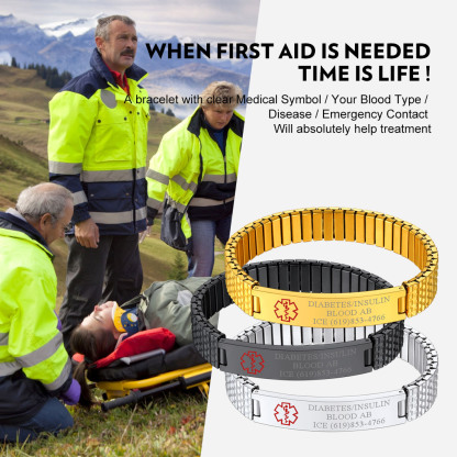 Engraved Medical Alert ID Tags Bracelet