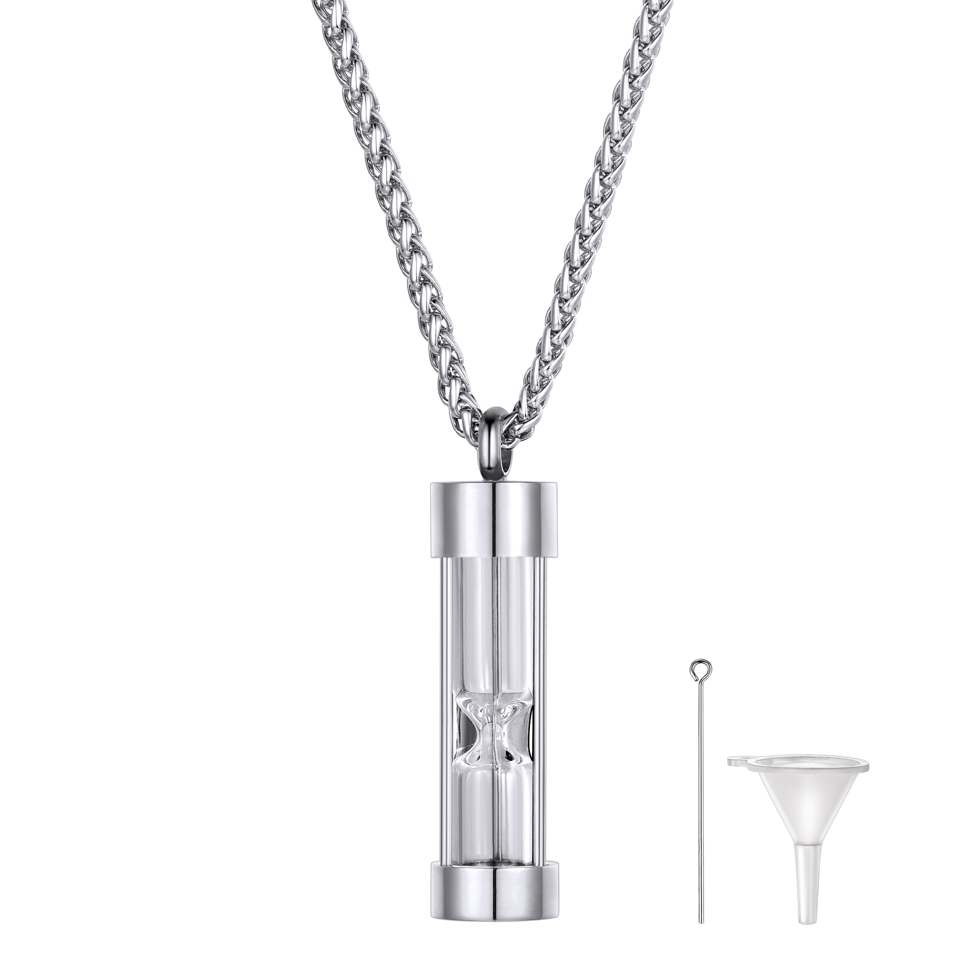 Urn Cremation Pendant Necklace for Ashes Stainless Steel Memorial Jewelry SILVER