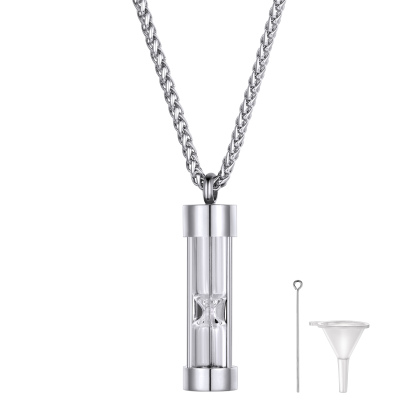 Urn Cremation Pendant Necklace for Ashes Stainless Steel Memorial Jewelry SILVER
