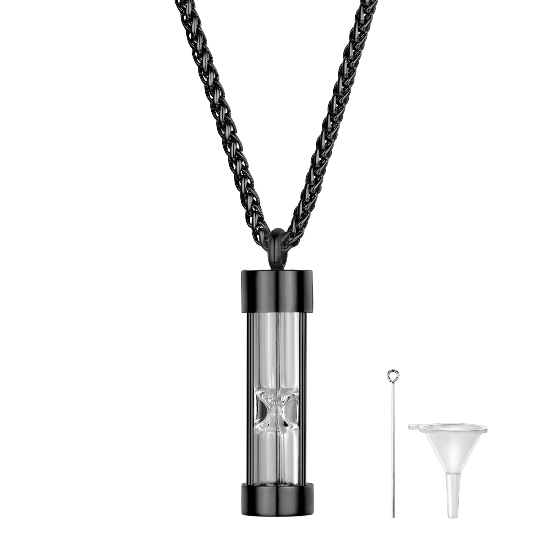Urn Cremation Pendant Necklace for Ashes Stainless Steel Memorial Jewelry BLACK