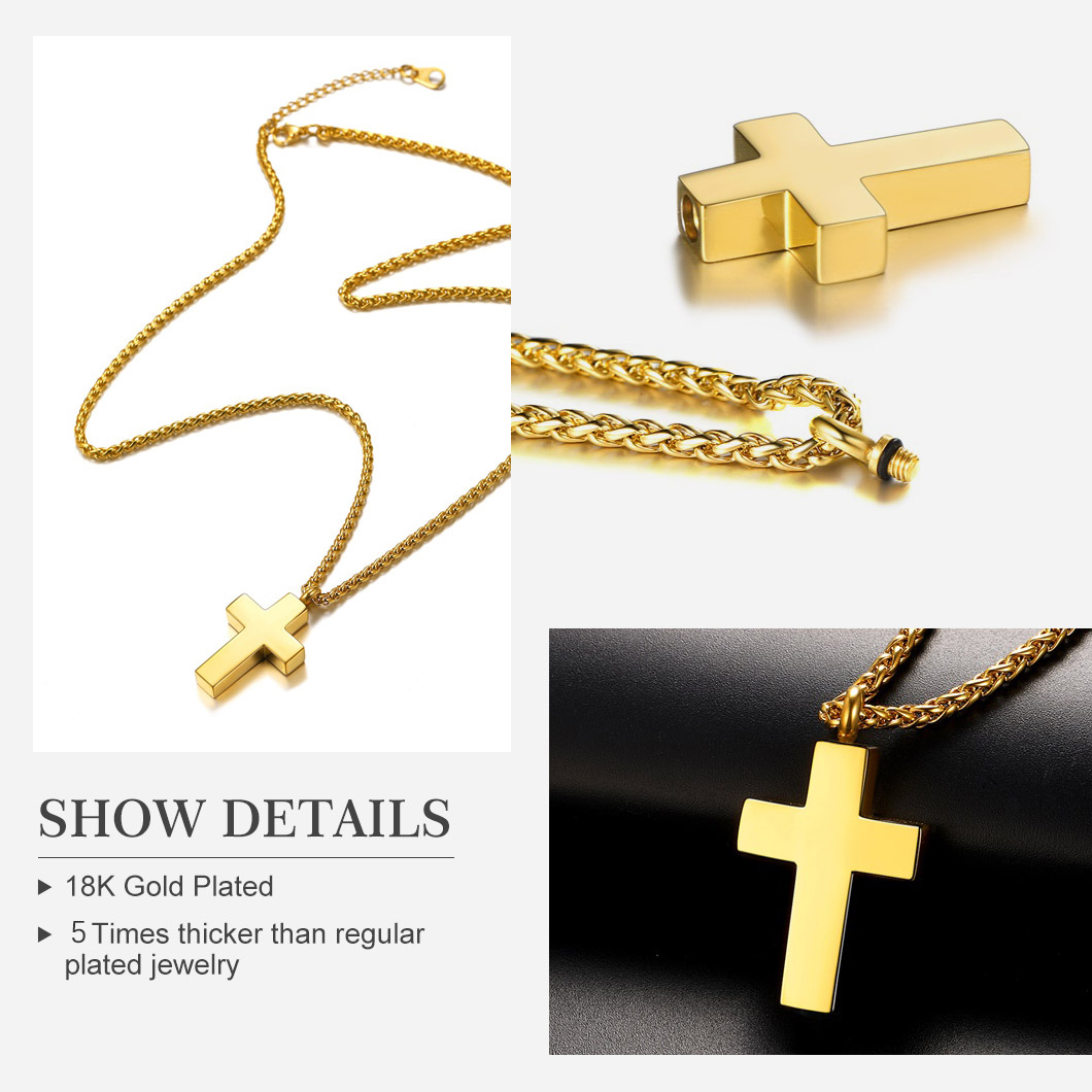 Custom Engraved Cross Cremation Pendant Urn Necklace for Ashes stainless steel