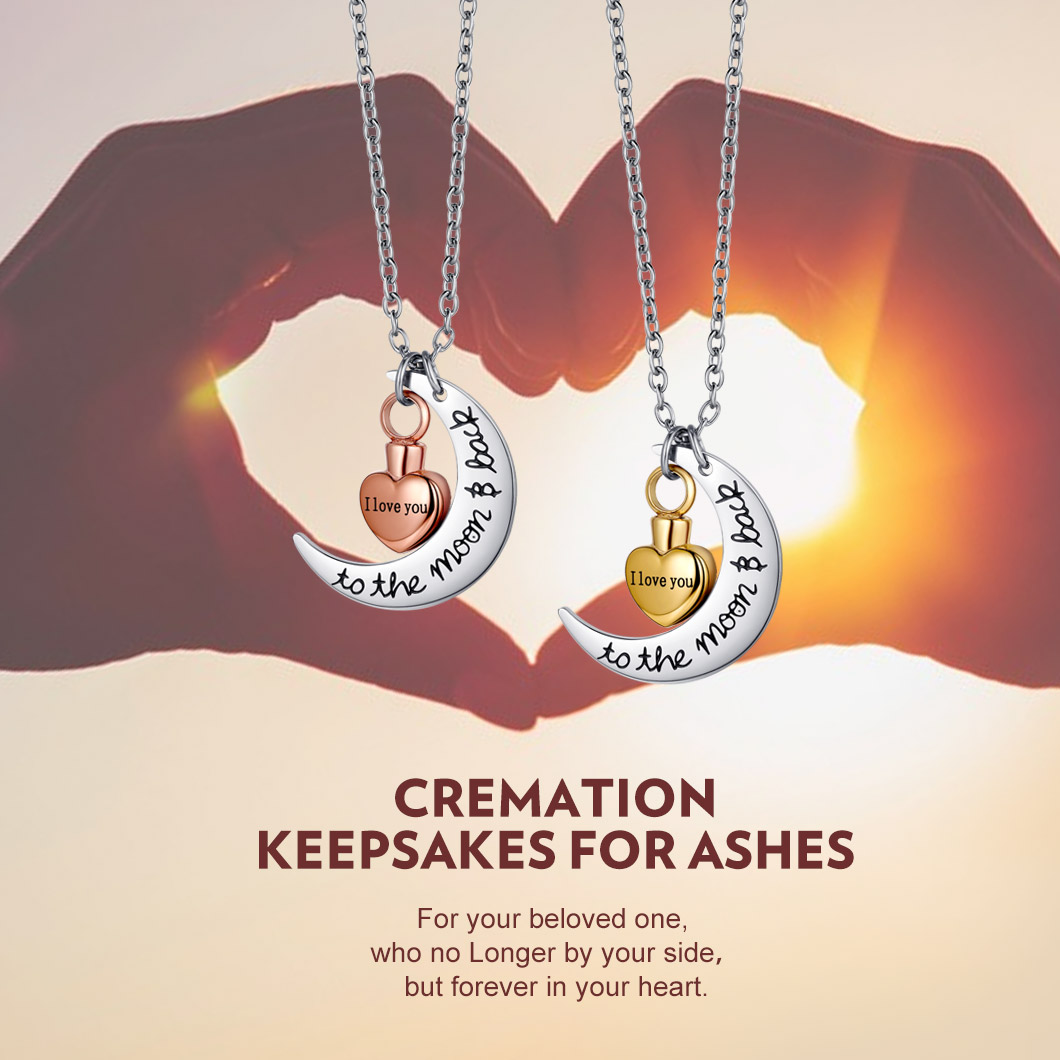 Personalized Heart Urn Necklaces for Ashes Cremation