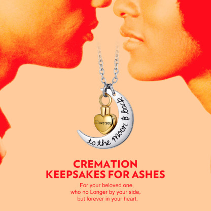 Personalized Moon Heart Urn Necklaces for Ashes Cremation gift