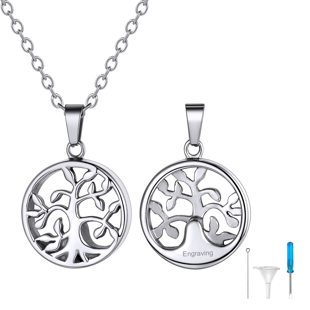 Personalized Engraved Urn Cremation Pendant Stainless Steel Necklace