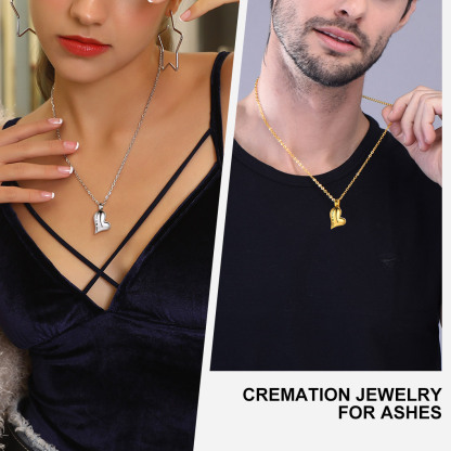 Personalized Engraved Heart Pendant Urn Necklaces for Ashes model show