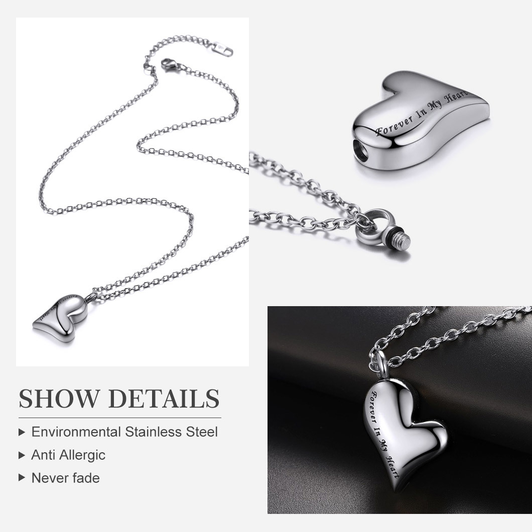 Personalized Heart Cremation Urn Necklaces for Ashes 