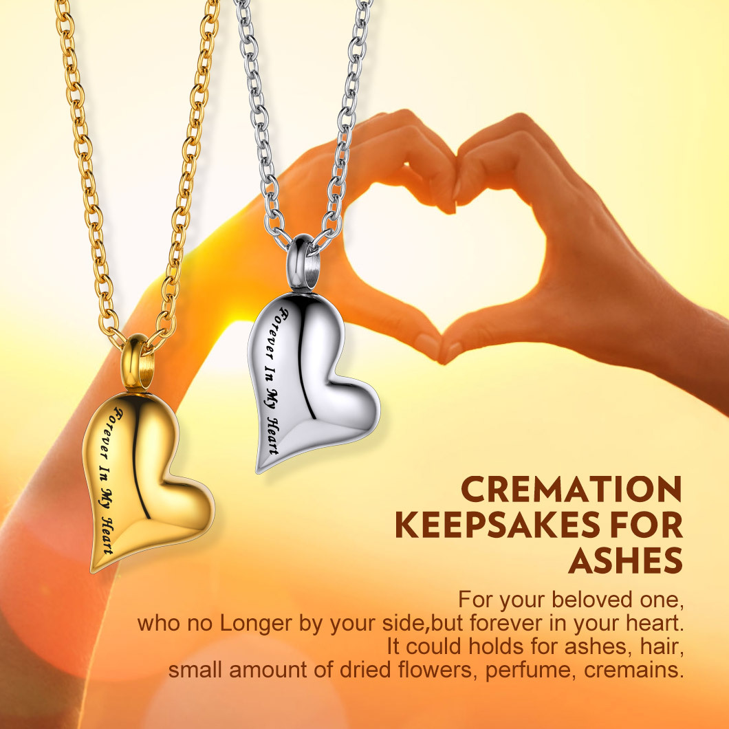 Personalized Engraved Heart Pendant Urn Necklaces 