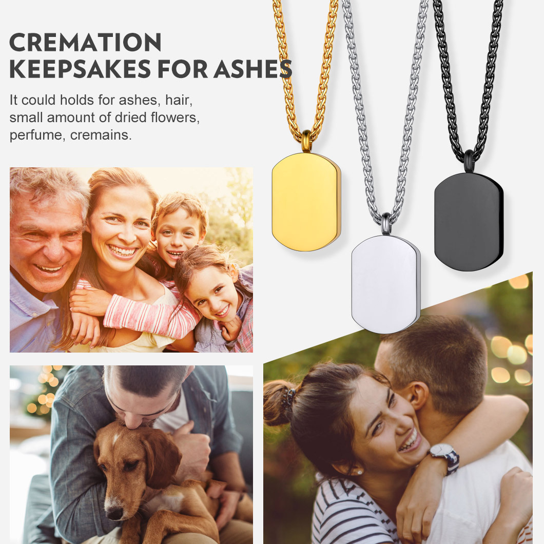 Urn Cremation Pendant Necklace for Ashes Dog Tag Memorial Gift