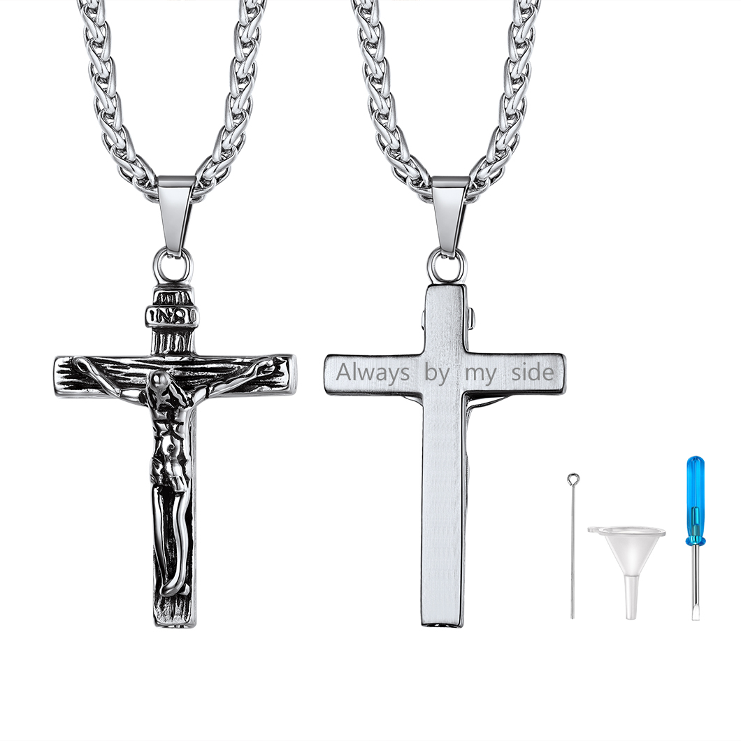 Name Jesus Cross Pendant Cremation Urn Necklace for Ashes