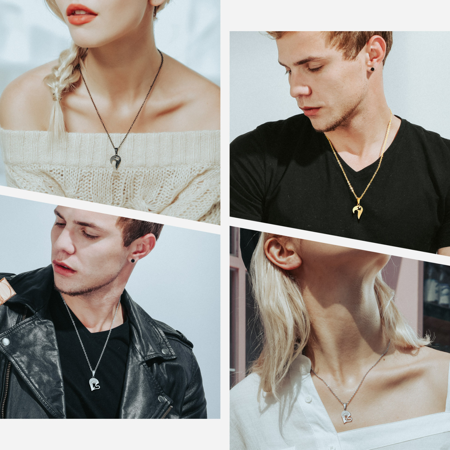 Custom Heart Puzzle Piece Matching Necklace for couple