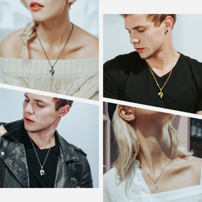 Custom Heart Puzzle Piece Matching Necklace for couple