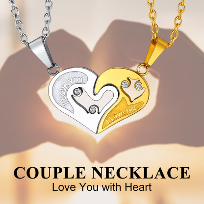 Heart Puzzle Piece Matching Couple Necklace Valentine's Day Gift