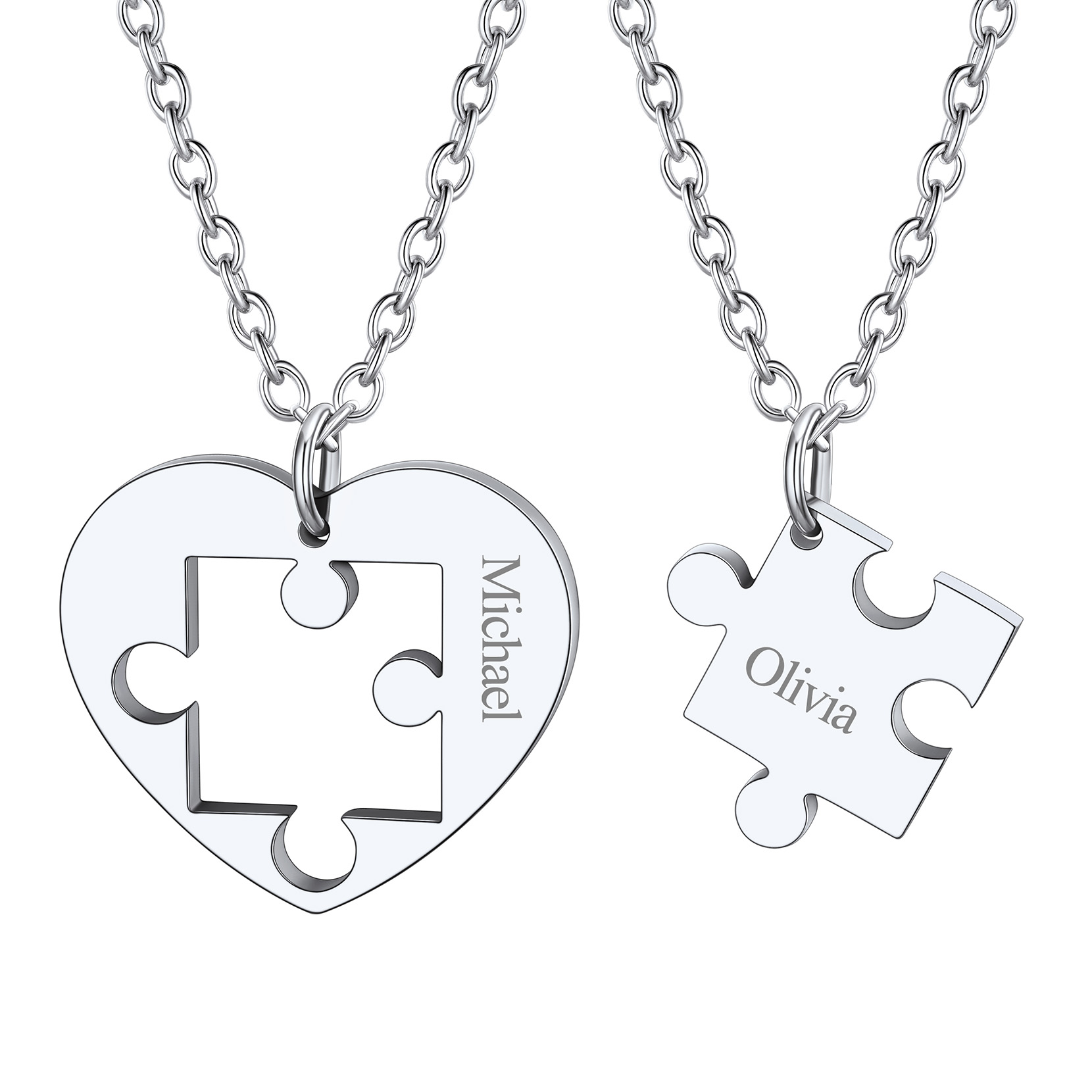 Custom Puzzle Piece Matching Necklaces for Couple BFF