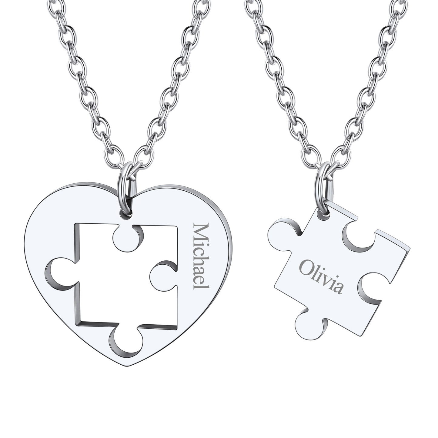 Custom Puzzle Piece Matching Necklaces for Couple BFF