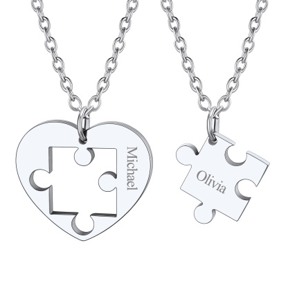 Custom Puzzle Piece Matching Necklaces for Couple BFF
