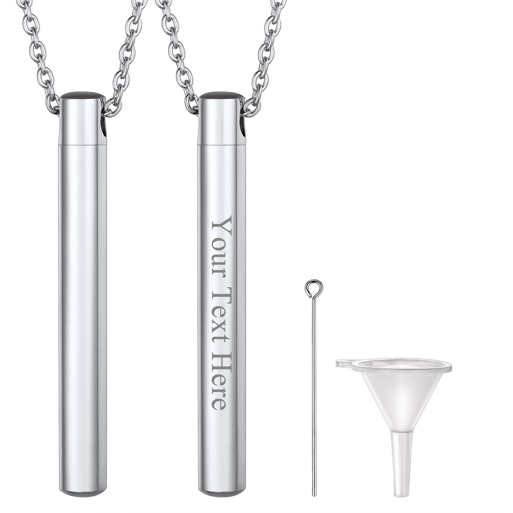 Custom Engraved Cremation Urn Necklace for Ashes silver