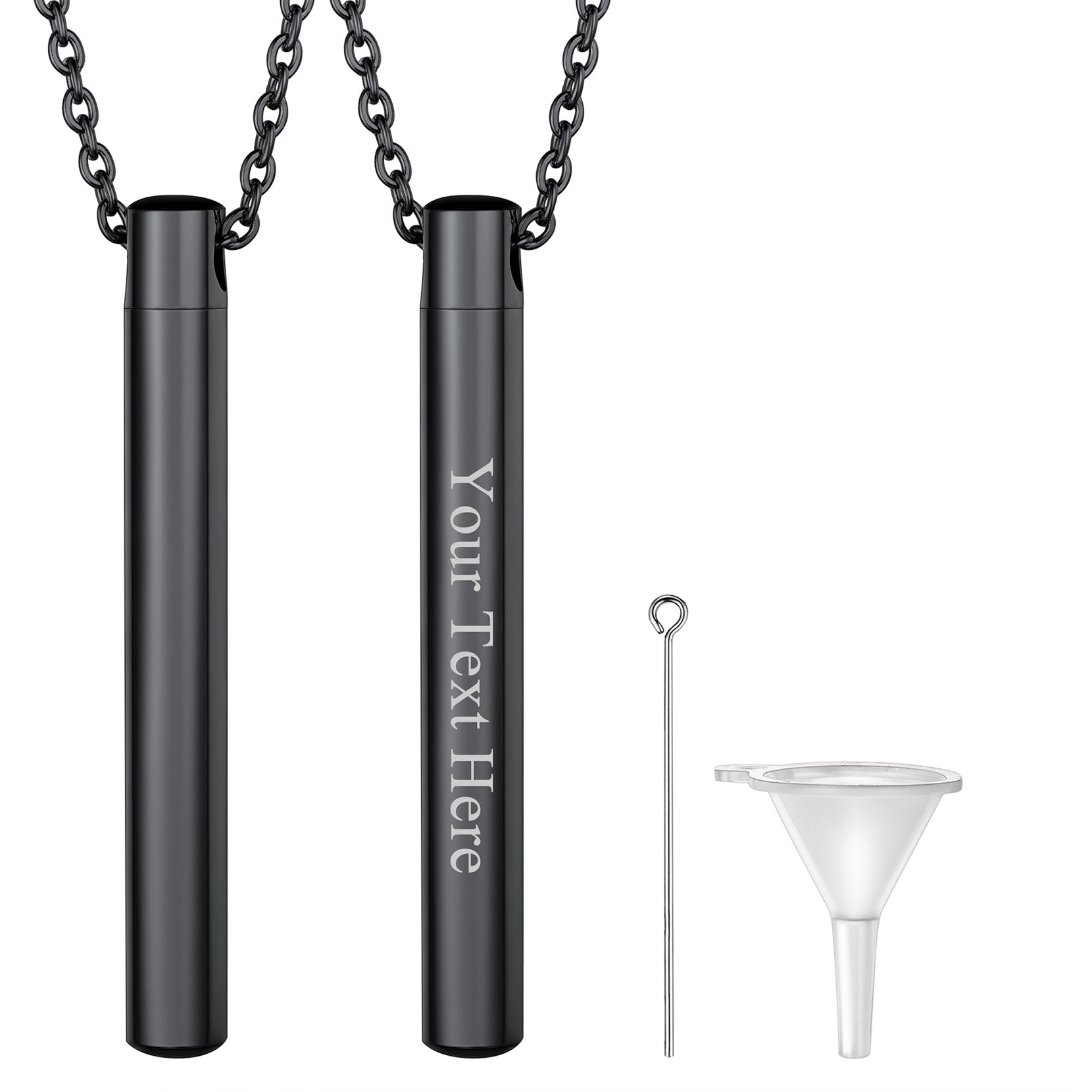 Custom Engraved Cremation Urn Necklace for Ashes black