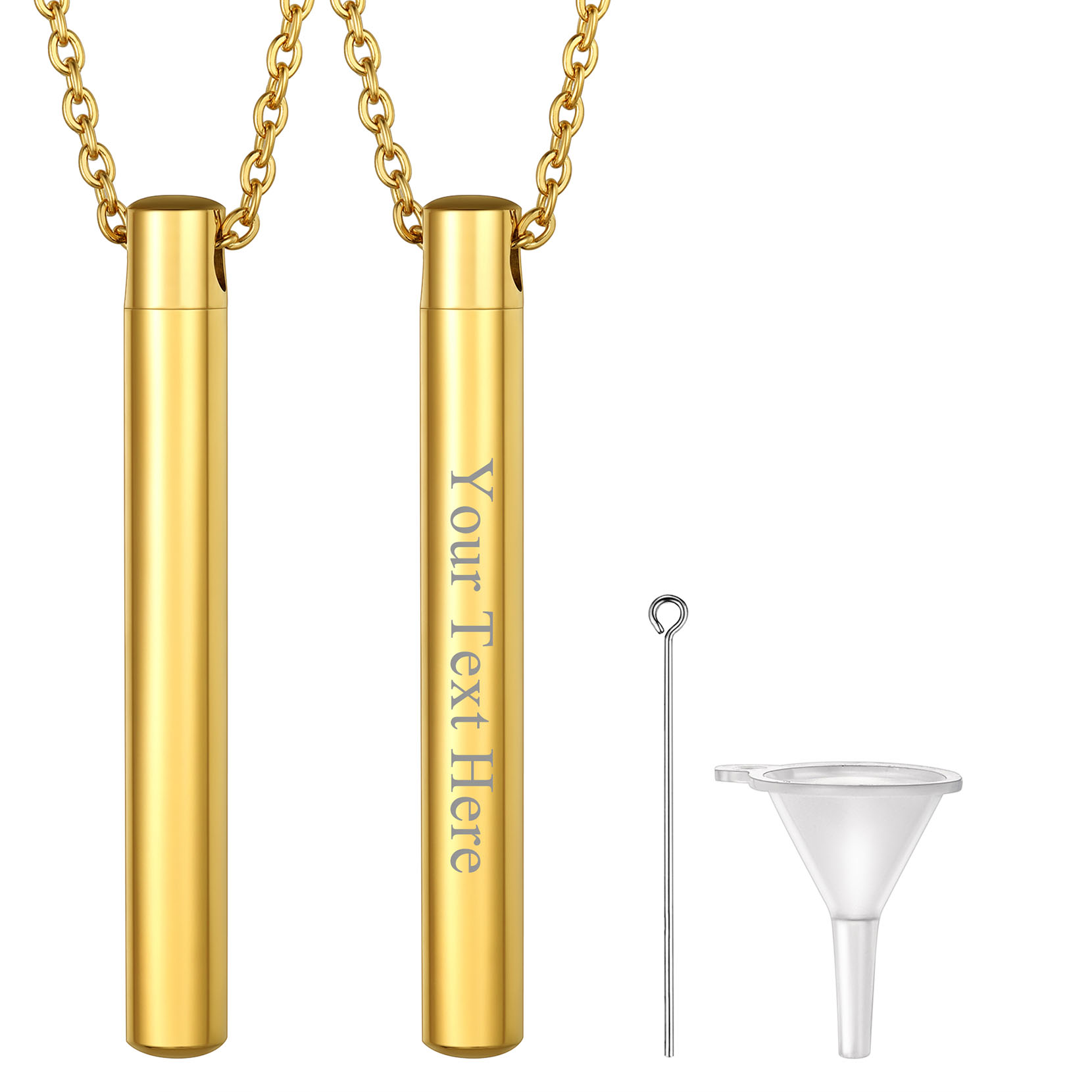 Custom Engraved Cremation Urn Necklace for Ashes gold