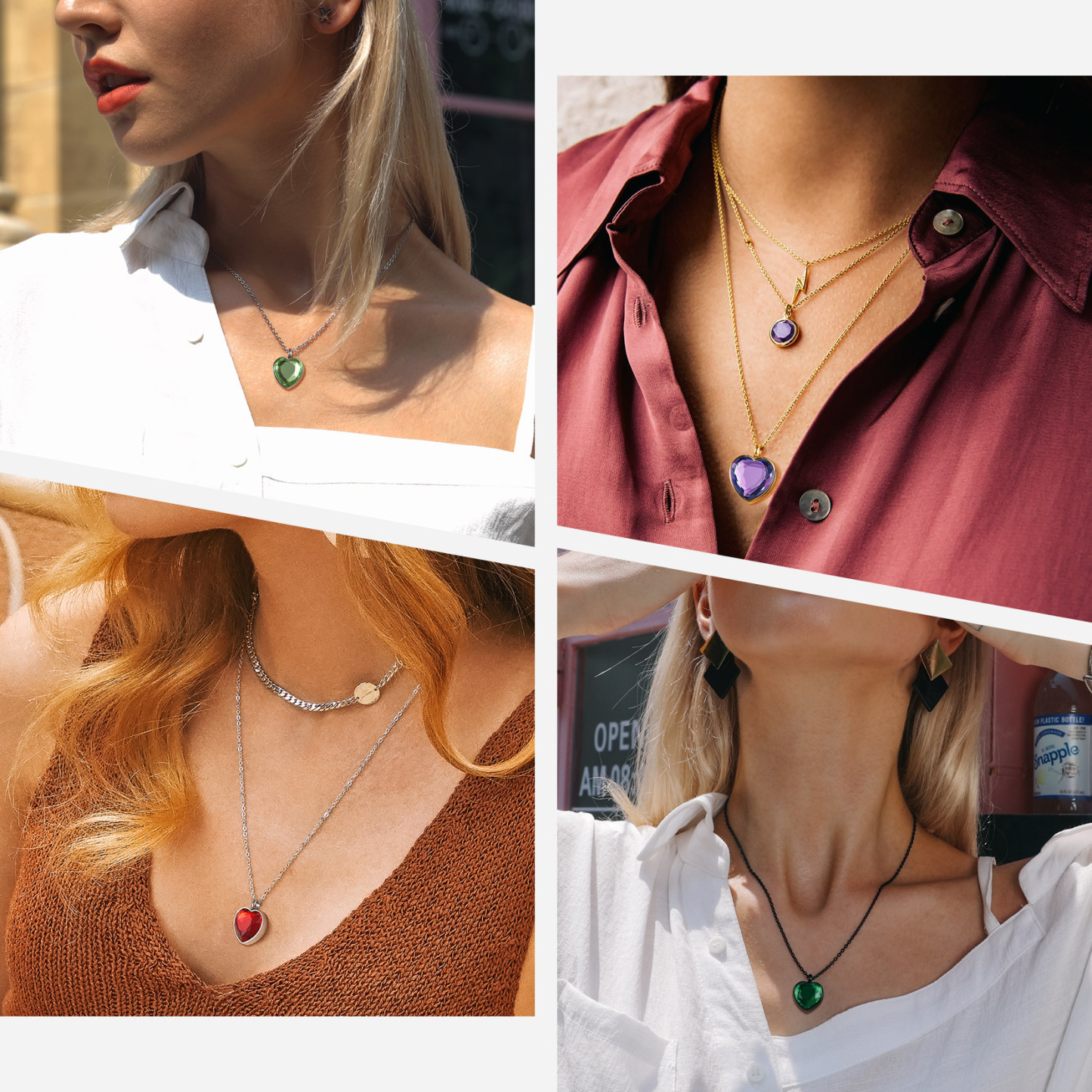 Custom Birthstone Heart Shaped Urn Necklaces for Ashes  MODEL SHOW