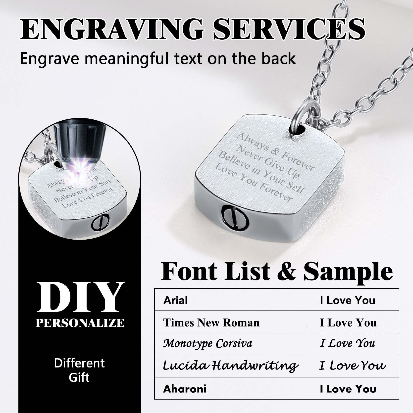 Dog Paw Cremation Urn Necklace Stainless Steel Memorial Jewelry font