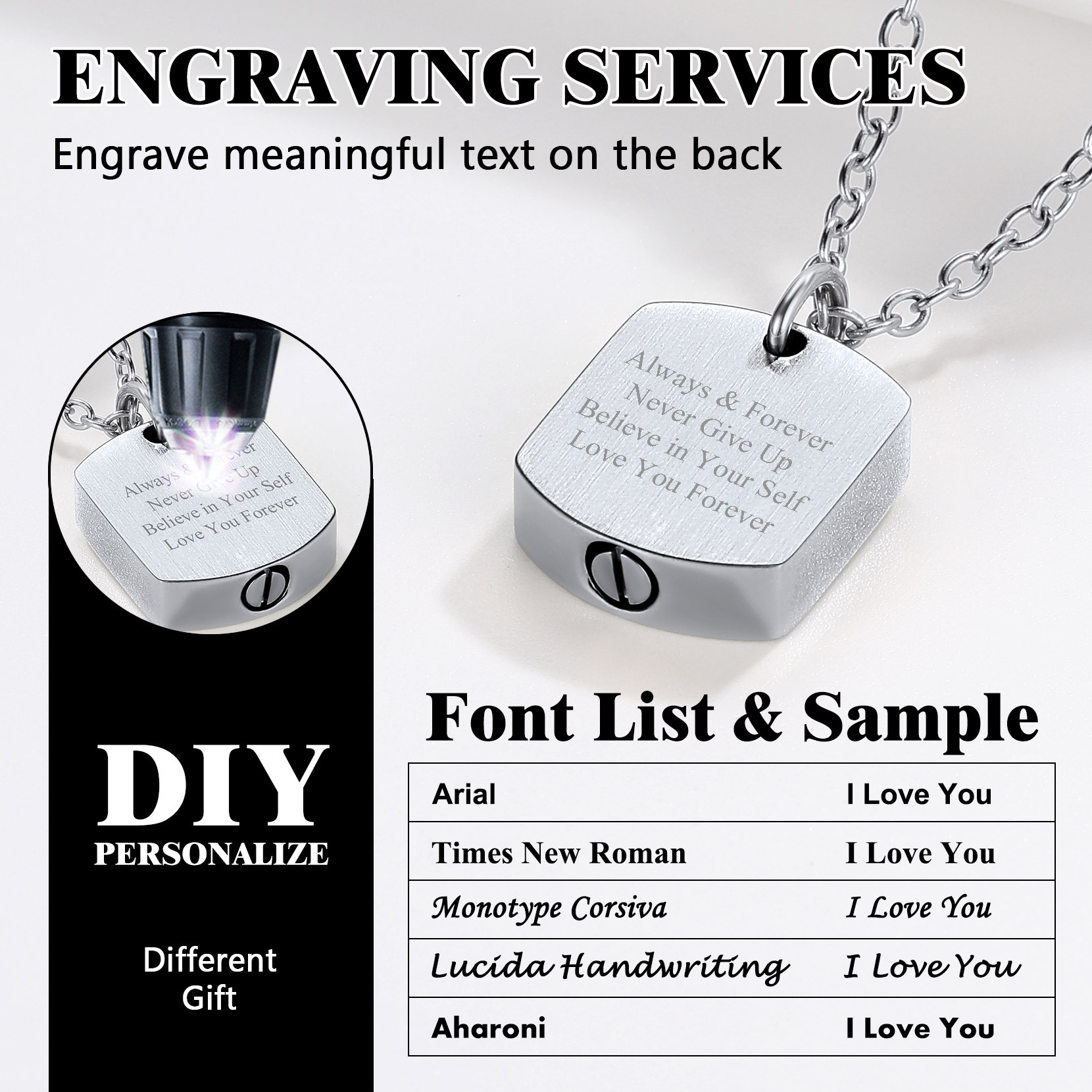 Dog Paw Cremation Urn Necklace Stainless Steel Memorial Jewelry font