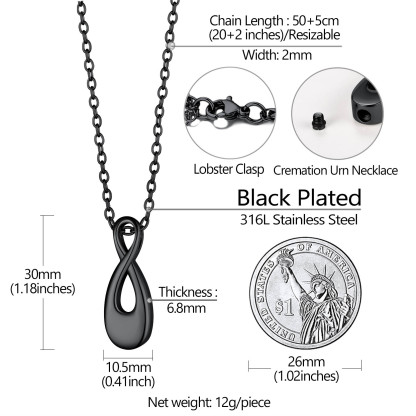 Custom Engraved Urn Cremation Infinity Necklace for Ashes detail
