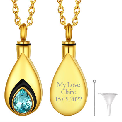 gold Mar Birthstone Urn Necklace 