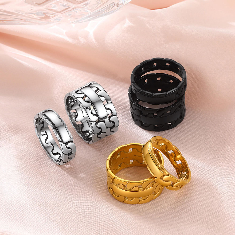 Cuban Link Chain Band Cool Stacking Ring For Men